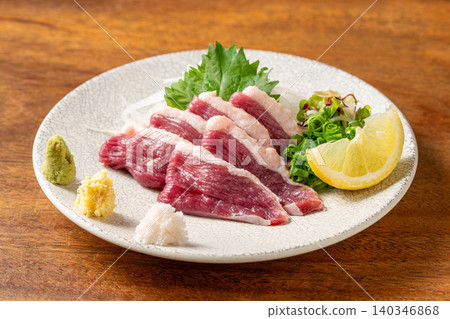 Kawachi Duck Sashimi: A luxurious dish featuring fresh Kawachi duck. Kawachi Duck Sashimi: A luxurious dish featuring fresh Kawachi duck. 140346868