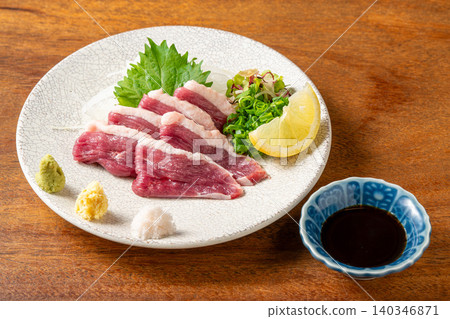 Kawachi Duck Sashimi: A luxurious dish featuring fresh Kawachi duck. Kawachi Duck Sashimi: A luxurious dish featuring fresh Kawachi duck. 140346871