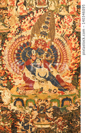 Detail of Mahakala in Buddhist Thangka Detail of Mahakala in Buddhist Thangka 140346895