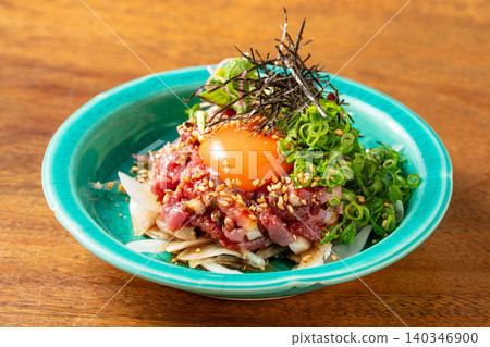 Kawachi Duck Yukke: A rich duck dish enjoyed by mixing it with egg yolk. Kawachi Duck Yukke: A rich duck dish enjoyed by mixing it with egg yolk. 140346900