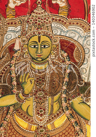 Green-Skinned Deity in Traditional Painting Green-Skinned Deity in Traditional Painting 140346902