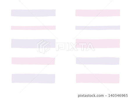 A set of loosely drawn, rectangular shapes (pink and purple) that are long horizontally like tape. A set of loosely drawn, rectangular shapes (pink and purple) that are long horizontally like tape. 140346965