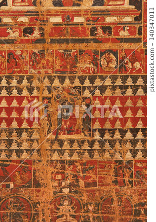 Tathagata Vairochana - One Of Five Dhyani Buddhas. Laksha-chaitya Pata Is Symbolic Offering Of One Hundred Thousand Chaityas -stupas- To God. Ritual Observed By Buddhist Devotees Which Involves Tathagata Vairochana - One Of Five Dhyani Buddhas. Laksha-chaitya Pata Is Symbolic Offering Of One Hundred Thousand Chaityas -stupas- To God. Ritual Observed By Buddhist Devotees Which Involves 140347011