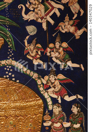 Amrita Kalasha -pot Of Nectar-. Pot Of Eternity Depicted In Painting Represents Puranic Story Of Garudas Victory Over Indra, King Of The Gods, And Restoration Of Amrit Kalasha. This Refers To full 140347029