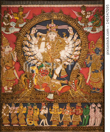 Traditional Indian Painting Detail: Figures in Devotion Traditional Indian Painting Detail: Figures in Devotion 140347095