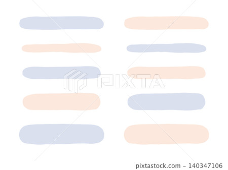A set of loosely drawn, horizontally elongated oval shapes (blue and orange). A set of loosely drawn, horizontally elongated oval shapes (blue and orange). 140347106