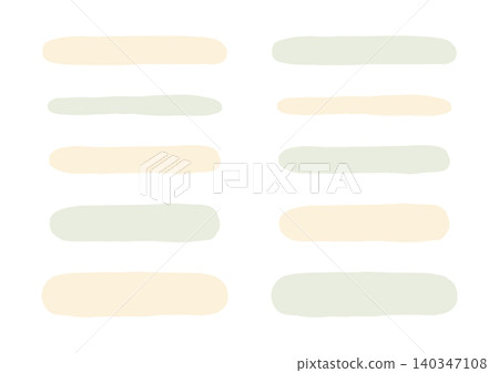 A set of loosely drawn, horizontally elongated oval shapes (yellow and green). A set of loosely drawn, horizontally elongated oval shapes (yellow and green). 140347108