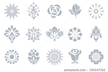Flower icons set. Isolated elements for design. Vector graphics. Flower collection Flower icons set. Isolated elements for design. Vector graphics. Flower collection 140347302