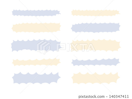 A set of jagged, horizontally elongated, hand-drawn shapes (yellow and blue). A set of jagged, horizontally elongated, hand-drawn shapes (yellow and blue). 140347411
