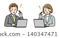 Businessmen and businesswomen are surprised by computer problems. 140347471
