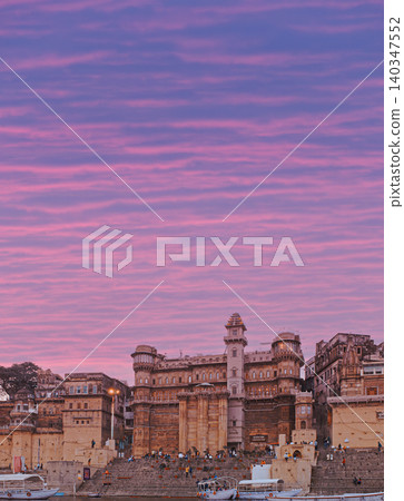 Varanasi Ghats Under Purple Sky 140347552