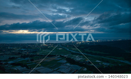 Toyama Bay and the area around Toyama City as seen from the hilly region of Namerikawa City, Toyama Prefecture, Japan. Toyama Bay and the area around Toyama City as seen from the hilly region of Namerikawa City, Toyama Prefecture, Japan. 140348023