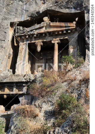 Lycian tombs. Turkey Fethiye. King tombs. Lycian tombs. Turkey Fethiye. King tombs. 140348564