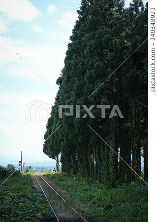 Yamagata Prefecture, Shirataka Town, Flower Nagai Line, Sanso Station Yamagata Prefecture, Shirataka Town, Flower Nagai Line, Sanso Station 140348921