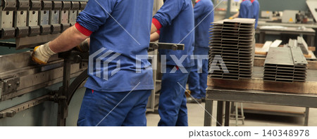 Sheet bending machine inside the factory Sheet bending machine inside the factory 140348978