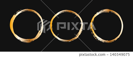Brush sun rough. Gold grunge sun shape with crayon texture. Abstract asian design element. Luxury vector illustration on black background Brush sun rough. Gold grunge sun shape with crayon texture. Abstract asian design element. Luxury vector illustration on black background 140349075
