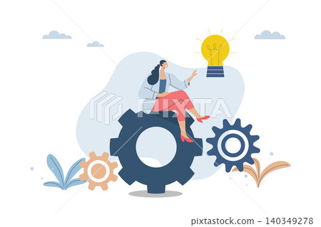 Good ideas drive the engine of business forward, Thought process or analysis is the answer to business, Developing business efficiently with creativity, Vector design illustration. Good ideas drive the engine of business forward, Thought process or analysis is the answer to business, Developing business efficiently with creativity, Vector design illustration. 140349278