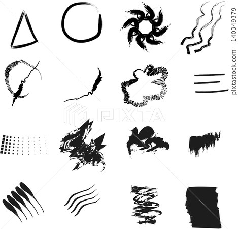 Black ink brush strokes and paint splatters vector set with abstract hand drawn shapes lines and textures Black ink brush strokes and paint splatters vector set with abstract hand drawn shapes lines and textures 140349379