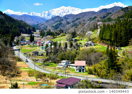 從小川村眺望地岳和鹿島谷山（長野縣小川村）[2026年4月] 140349443