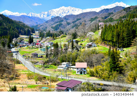 從小川村眺望地岳和鹿島谷山（長野縣小川村）[2026年4月] 140349444