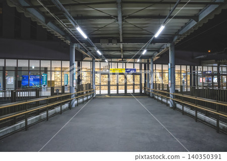 April 26 2026 Hakodate Station Covered Exit Walkway Night April 26 2026 Hakodate Station Covered Exit Walkway Night 140350391