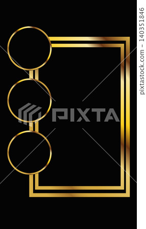 Elegant gold frame design with three circular placeholders on a black background, suitable for invitations, announcements, or decorative purposes Elegant gold frame design with three circular placeholders on a black background, suitable for invitations, announcements, or decorative purposes 140351846