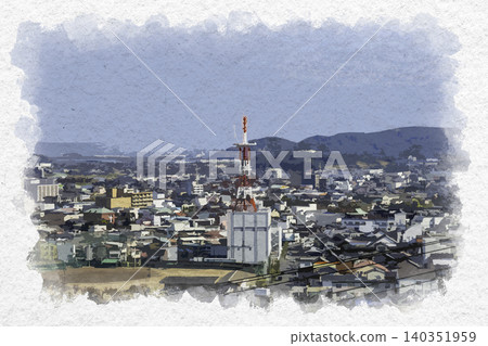 岡山縣倉敷市玉島的水彩風格街景 岡山縣倉敷市玉島的水彩風格街景 140351959