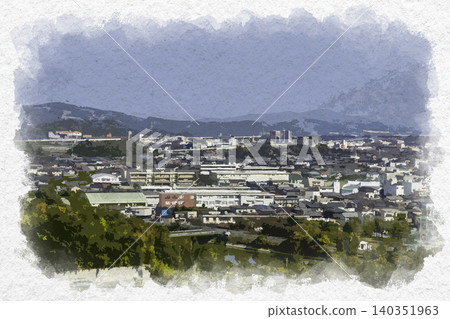 Watercolor-style streetscape of Shin-Kurashiki, Kurashiki City, Okayama Prefecture Watercolor-style streetscape of Shin-Kurashiki, Kurashiki City, Okayama Prefecture 140351963