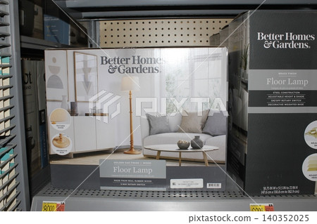 Better Homes and Garden floor lamp in a box closeup Better Homes and Garden floor lamp in a box closeup 140352025