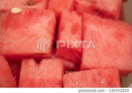 Watermelon dessert cut into blocks Watermelon dessert cut into blocks 140352029