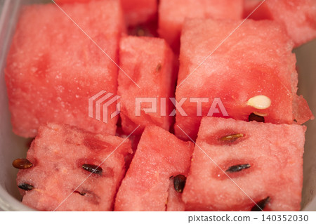 Watermelon dessert cut into blocks Watermelon dessert cut into blocks 140352030