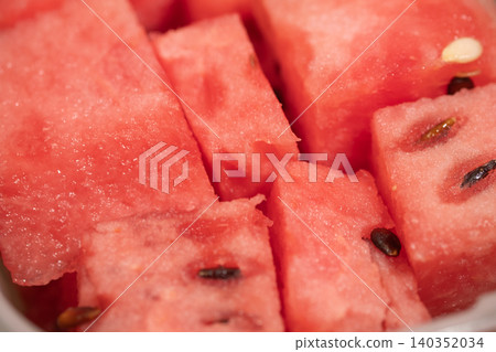 Watermelon dessert cut into blocks Watermelon dessert cut into blocks 140352034