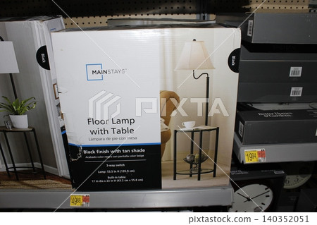 Main Stay Floor Lamp with a Table in a box closeup Main Stay Floor Lamp with a Table in a box closeup 140352051