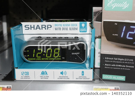 SHARP Digital Alarm Clock in a box on a shelf closeup 140352110