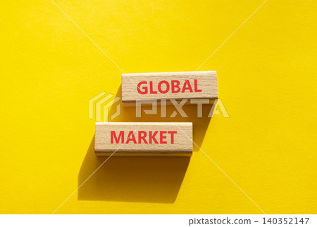 GLOBAL MARKET symbol. Concept word GLOBAL MARKET on wooden blocks. Beautiful yellow background. Business and GLOBAL MARKET concept. Copy space GLOBAL MARKET symbol. Concept word GLOBAL MARKET on wooden blocks. Beautiful yellow background. Business and GLOBAL MARKET concept. Copy space 140352147