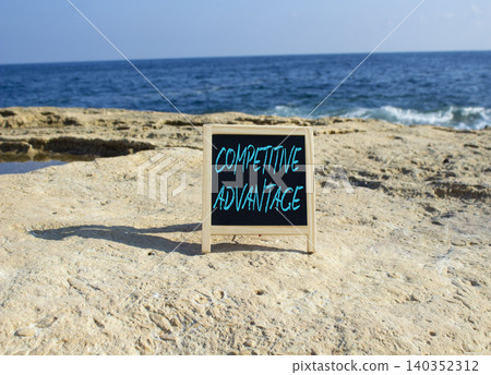Competitive Advantage symbol. Blackboard with Concept words Competitive Advantage. Beautiful sea background. Business and Competitive Advantage concept. Copy space. Competitive Advantage symbol. Blackboard with Concept words Competitive Advantage. Beautiful sea background. Business and Competitive Advantage concept. Copy space. 140352312