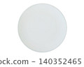 White porcelain kitchenware. Kitchen plate isolated on a white background. Ceramic tableware. Top view. 140352465