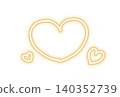 Hand-drawn style neon heart triple arrangement, orange, Heisei era purikura (photo booth) material 140352739