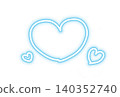 Hand-drawn style neon heart triple arrangement, light blue, light blue, Heisei era purikura (photo booth) material 140352740