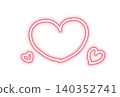 Hand-drawn style neon heart triple arrangement, red, Heisei era purikura (photo booth) material. 140352741