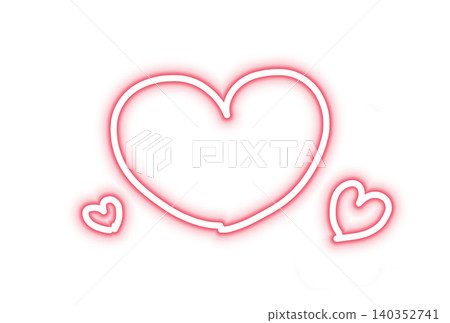 Hand-drawn style neon heart triple arrangement, red, Heisei era purikura (photo booth) material. Hand-drawn style neon heart triple arrangement, red, Heisei era purikura (photo booth) material. 140352741