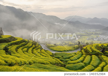 Rapeseed fields in Jiangling Scenic Area, Wuyuan, China. 140352984