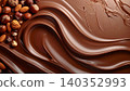 Chocolate waves swirling with nuts and cocoa powder 140352993