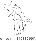 Wrestlers performing throw in Greco-Roman style competition 140352995