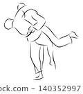 Two judo athletes grappling throwing technique illustration 140352997