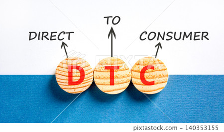 DTC direct to consumer symbol. Concept words DTC direct to consumer on beautiful wooden circles. Beautiful white blue background. Business DTC direct to consumer concept. Copy space. DTC direct to consumer symbol. Concept words DTC direct to consumer on beautiful wooden circles. Beautiful white blue background. Business DTC direct to consumer concept. Copy space. 140353155