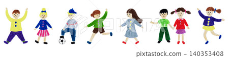 A set of cute, hand-drawn style illustrations of children. A set of cute, hand-drawn style illustrations of children. 140353408