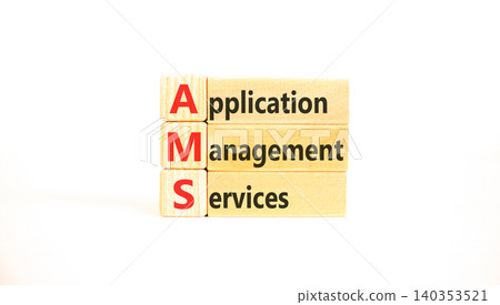 AMS application management services symbol. Concept words AMS application management services on beautiful wooden blocks. Beautiful white background. Business AMS concept. Copy space. AMS application management services symbol. Concept words AMS application management services on beautiful wooden blocks. Beautiful white background. Business AMS concept. Copy space. 140353521