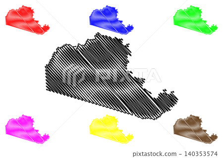 Amelia County, Commonwealth of Virginia (U.S. county, United States of America, USA, U.S., US) map vector illustration, scribble sketch Amelia map 140353574