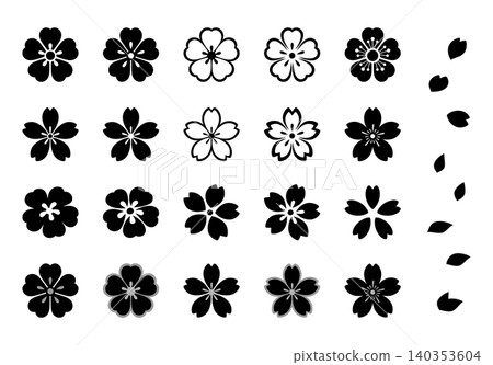A set of illustrations of Japanese-style cherry blossoms. A set of illustrations of Japanese-style cherry blossoms. 140353604